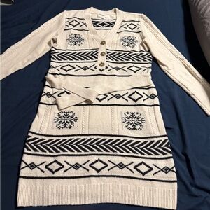 Lucky Brand Black and Cream Knit Sweater Dress